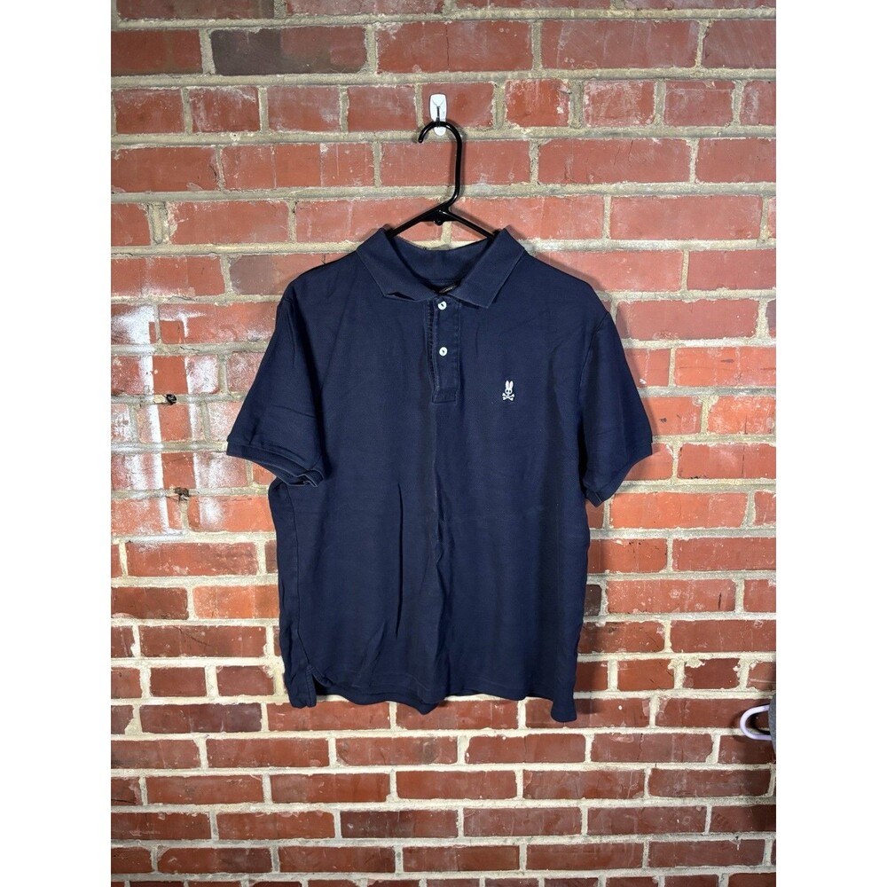 Psycho Bunny Dark Blue Big Bunny Cotton Polo Embroidered Robert Godley Size 6 L